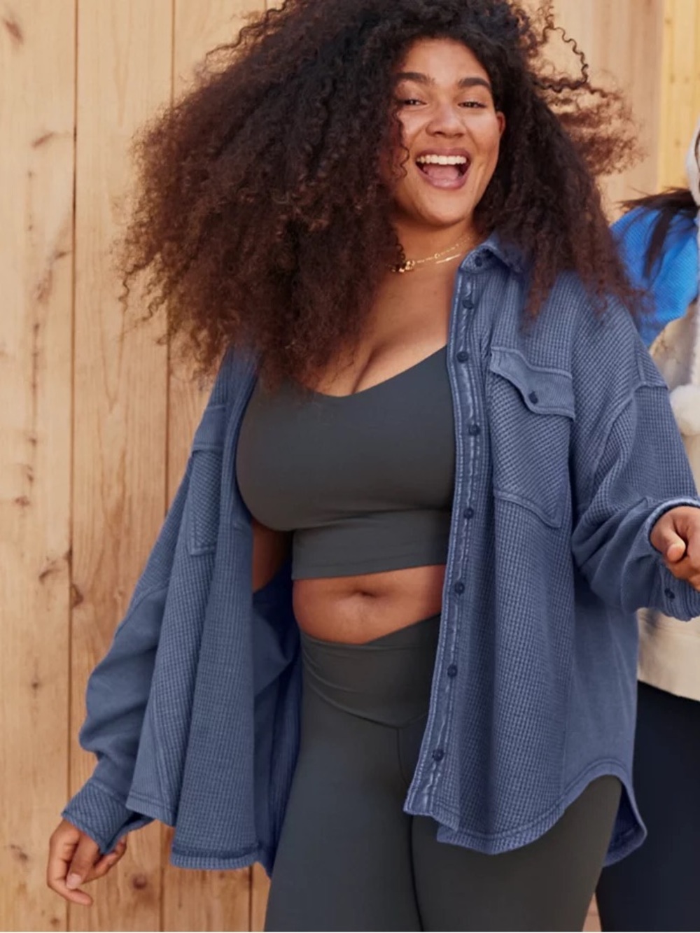 Aerie LumberJane Waffle Shirt in “Fresh Bright” Blue